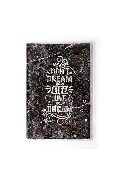VUKİ Patterned A5 Notebook with Glitter and Watery Cover