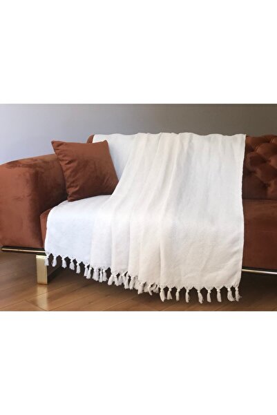 Koza Mix towel Çekyat Örtüsü Krem 180x210 Cm Balıksırıtı Koltuk Örtüsü