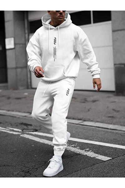 bellanova Ανδρικό σετ αθλητικής φόρμας Vertical Oversize σε λευκό χρώμα