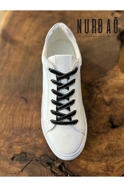 NURBAĞ DOKUMA SPORTS SHOES BLACK SILVER TRANSITION LACES 1 PAIR 90 CM BS02