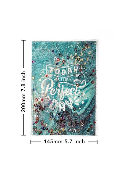 VUKİ Patterned A5 Notebook with Glitter and Watery Cover