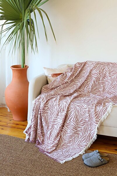 Koza Mix towel Çok Amaçlı Pamuklu Örtü Pike Yatak Örtüsü Çekyat Zebra Bordo 240x220cm