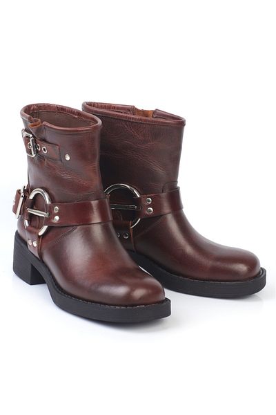 KARVENSHOES Γνήσιες δερμάτινες καφέ καουμπόικες μπότες 303000