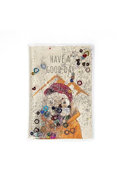 VUKİ Glittery and Watery Covered Patterned Mini Notebook with Colorful Pages