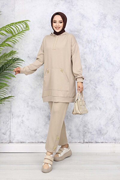 benguen Μπεζ 4580 Model Double Set - Με χρυσά αξεσουάρ