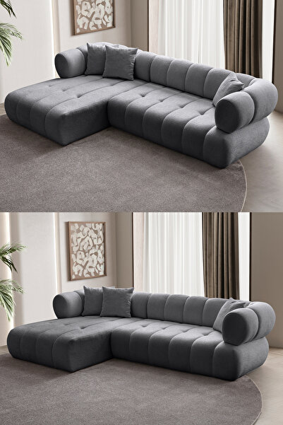 Eymense Petra Modern Köşe Koltuk Takımı Sol Köşe Antrasit