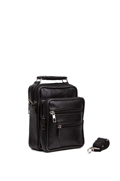 Newish Men's Lamb Leather Hand and Shoulder Bag, Crossbody Bag Daily Black (MEDIUM SIZE)