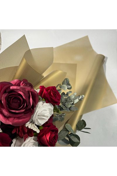 weloveis 55X55Cm Floral Bouquet Paper with Gold Stripes - Packaging Material 5 Sheets