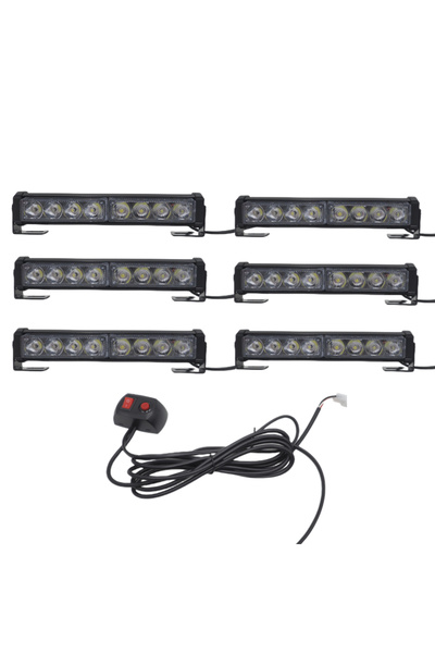 Life Tuning 6'lı 48 led çakar lamba mavi-beyaz-kırmızı 12-30V / LAPA545