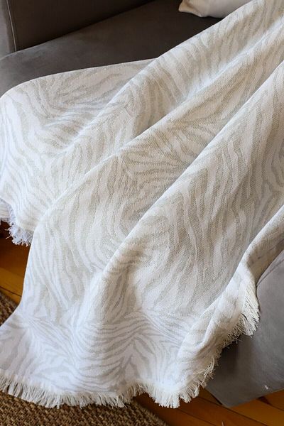 Koza Mix towel Multi-Purpose Cotton Cover Pique Bedspread Sofa Bed Zebra Gray 240x220cm