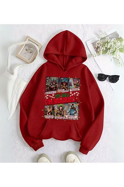 Touz Moda I AM BOOKED Φούτερ με κουκούλα με στάμπα για τα Χριστούγεννα