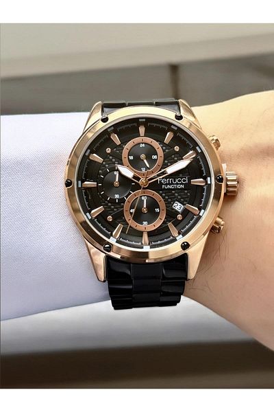 Ferrucci Men's Functions Active Steel Band Wrist Watch