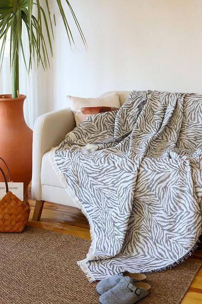Koza Mix towel Κάλυμμα καναπέ-κρεβάτι Zebra Dark Grey 160x220cm Βαμβακερό