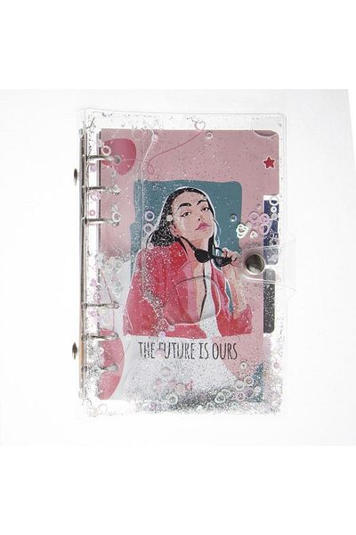 VUKİ Patterned Notebook with Mechanism and Glitter and Watery Cover