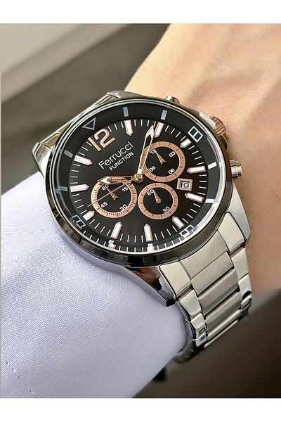 Ferrucci Men's Functions Active Steel Band Wrist Watch