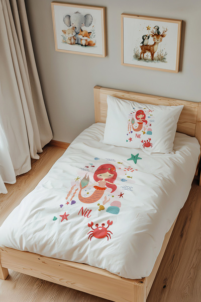 Lilabio İsme Özel Tek Kişilik %100 Pamuk Nevresim Takımı (160X220 CM) Güzel D...