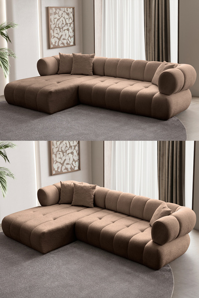 Eymense Petra Modern Köşe Koltuk Takımı Sol Köşe Vizon