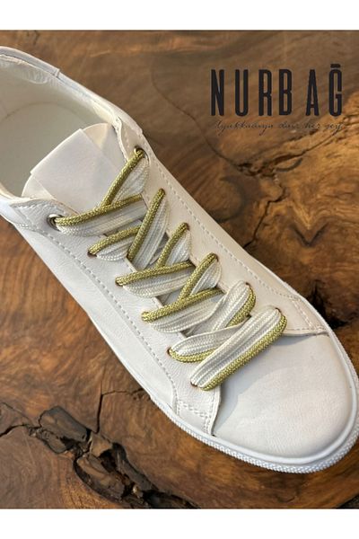 NURBAĞ DOKUMA SPORTS SHOES WHITE GOLD SILVERY LACE-UP BS77 1 PAIR 90 CM