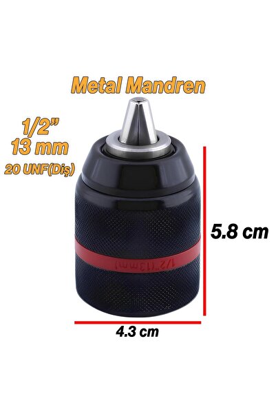 Badem10 Kilitli Metal Mandren Adaptör Anahtarsız 1/2" 13mm 20 Unf (DİŞ) Kırıcı Delici Matkap Sds Plus Uyumlu