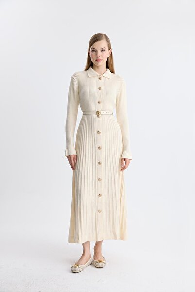 Kirazgym Elite Gold Button Knitwear Dress