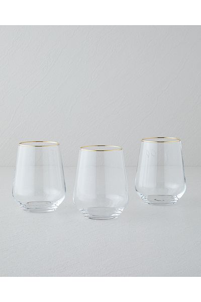 English Home Set de 3 pahare din sticlă Gleam - 425 ml Aur