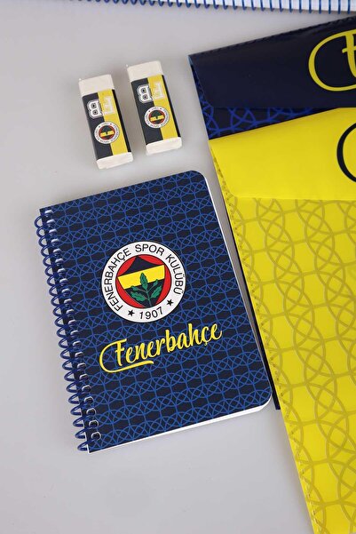 Fenerbahçe "Dekomus Pocket Notebook with Gift" Licensed A4 2 Checkered Notebooks, 2 Lined Notebooks, 2 Snap Notebooks