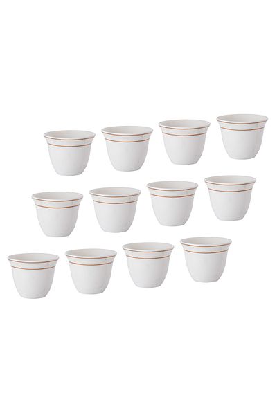 Dania A Set Of 12-Piece Porcelain Arabic Coffee Cups With Golden Font