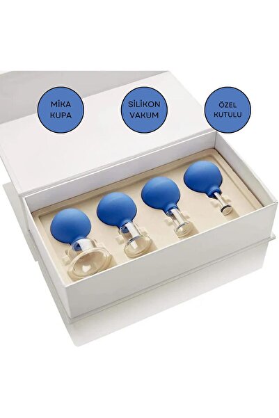 Naturachi Mika Silikon Vakumlu Yüz Masaj Kupası 4'lü Set Mavi Renk