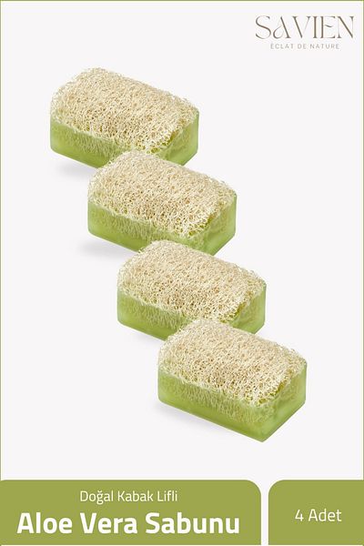 SAVIEN Natural Pumpkin Fiber Aloe Vera Soap 100 gr x 4 Pieces