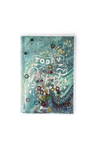 VUKİ Glittery and Watery Covered Patterned Mini Notebook with Colorful Pages