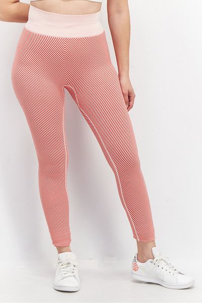 South Beach Women Full Length Stripe Leggings, Red