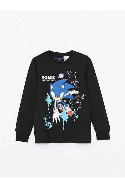 LC Waikiki Lcwk kerékpáros nyakú Sonic nyomott hosszú ujjú fiú pizsama szett