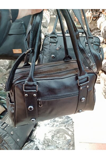 eflanmoda yıkama deri siyah kadın el ve omuz çantası