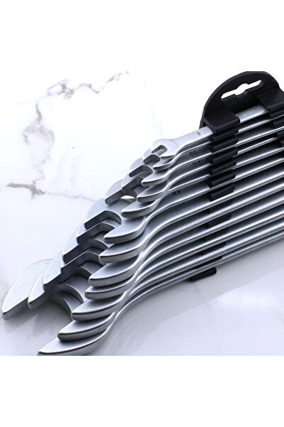 Badem10 Set of 12 Fork Mouth Two Mouth Wrenches - Chrome Vanadium