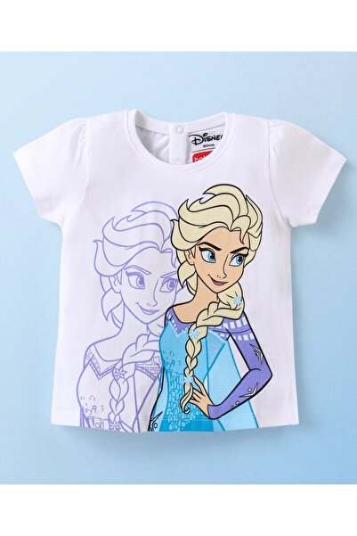 Babyhug Disney بلوزة محبوكة من القطن بنسبة 100% بأكمام نصفية ورسومات أميرية -...