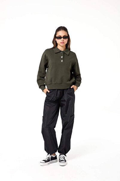 Evermade Polo Yaka Düğme Detaylı Lastikli Sweatshirt