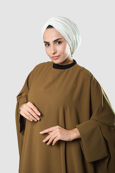 HÜRREM BONE Cream Draped Casual Hijab Bonnet Sandy Drawstring 2315_40
