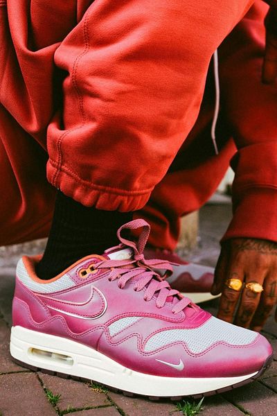 Nike Air Max 1 / Patta Leather Sneaker Genuine Leather Men's Casual Sports Shoes Claret Red