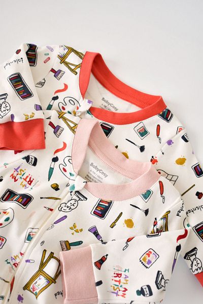 BabyCosy Set 2 salopetele cu maneca lunga si pantaloni lungi cu fermoar