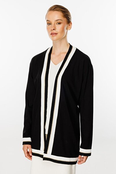 Butik Triko Mutlu ertan women's ribbed knitted cardigan black 30311