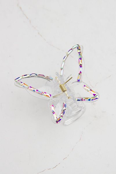 Modex Transparent Shiny Stone Butterfly Latch Hair Clip
