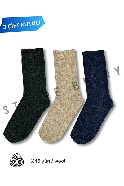 STEPPE BERRY Комплект от 3 дамски вълнени чорапи в кутия