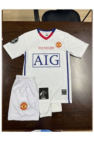 yenteks RONALDO RETRO 2009 MANCHESTER.UNİTED. BEYAZ-SİYAH ÇOÇUK FORMASI YANIN...