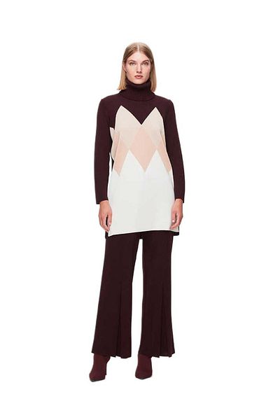 MISS DALIDA Tunica tricotată în felie Burgundy Baklava T25K-6033