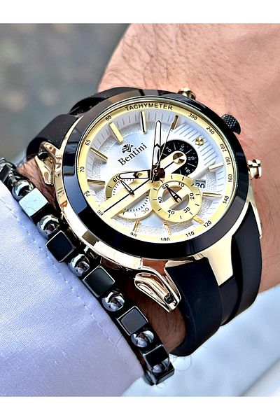 Bentini Bentini Slicon Cord Men's Watch with Bracelet Gift