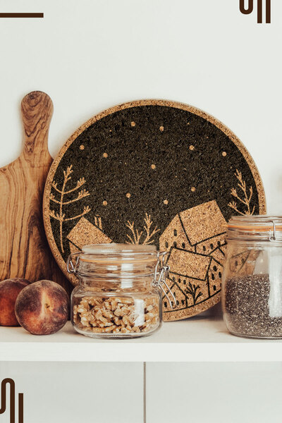 Home Twinkling Town Tasarımlı Mantar Nihale, Tava ve Çaydanlık Altlığı, 1 Ade...