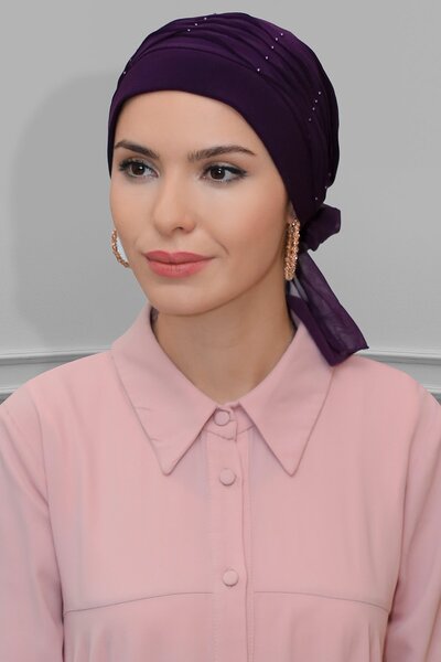 HÜRREMBONE SARAYDAN GELEN GÜZELLİK Mürdüm Pratik Hazır Geçmeli Tesettür Bone ...