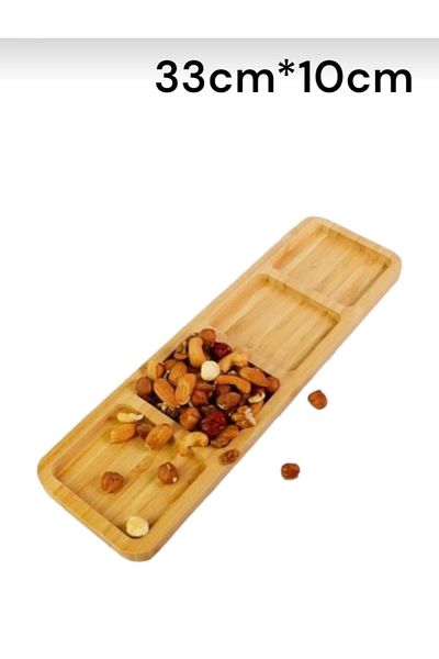 stilsenin34 4 Compartment Bamboo Presentation Plate - Breakfast, Snack Bowl, Presentation Bowl, Rectangular - 33 X 9.5 cm