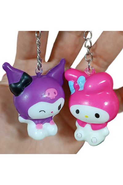 LRS STORE Sanrio Kwaii Kuromi Melody Keychain Set - 2 Pieces Figure Toy Sukuşi