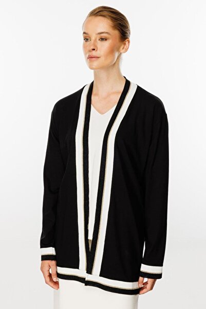 Butik Triko Mutlu ertan women's ribbed knitted cardigan black 30311